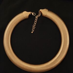 Brushed Gold Omega Statement Necklace